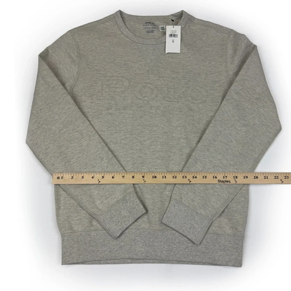 NWT Polo Ralph Lauren Sweatshirt Mens Small S Gray Classic Fleece Crewneck Embos